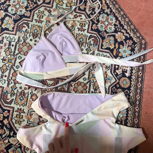 SET Mara Hoffman Diamonds Pastel Bikini BOTTOM & TOP High Waist Cutout Wrap Top - Picture 11 of 13